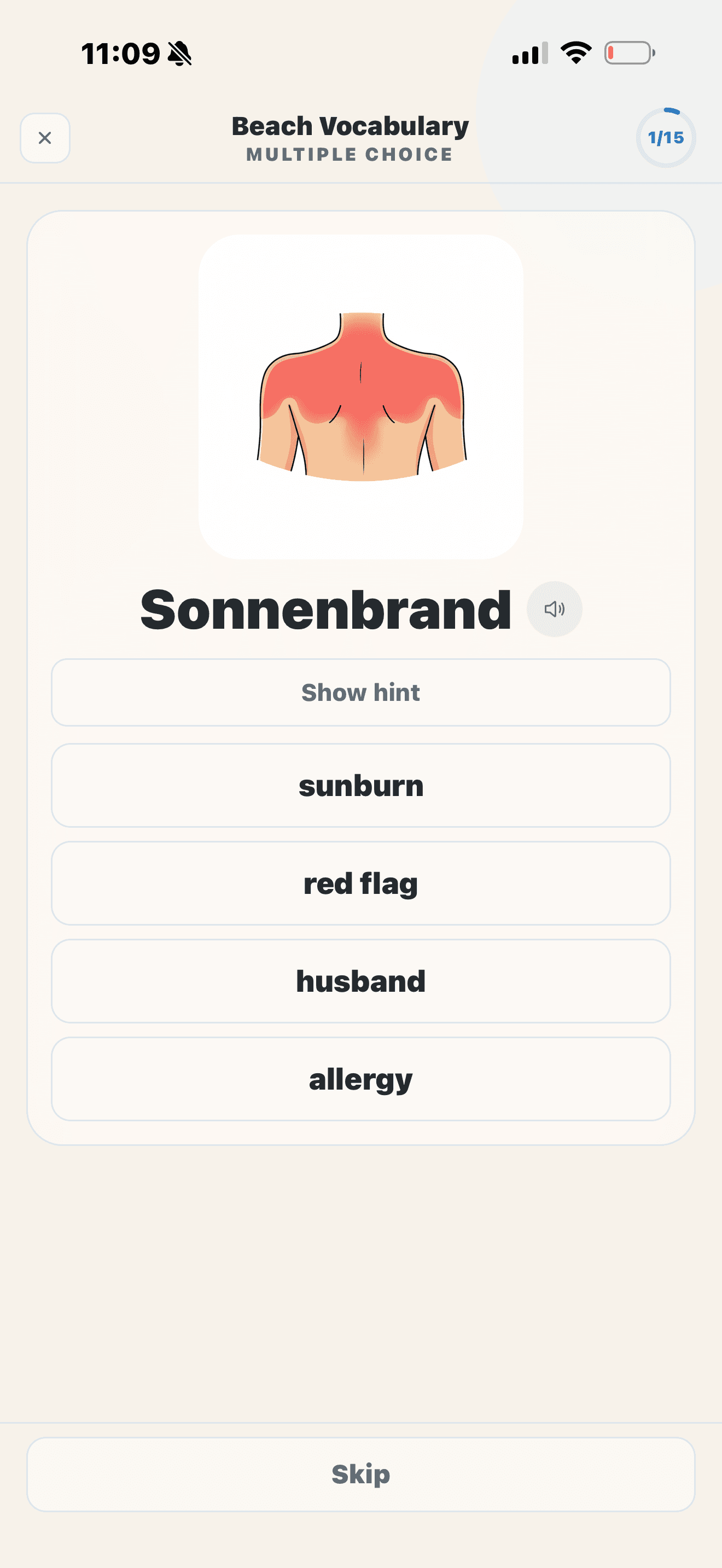 Eluency mobile multiple-choice practice activity